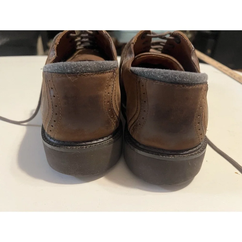 Rockport Waterproof Leather Oxford Shoes Mens 8W Brown Cap Toe Comfort Dress